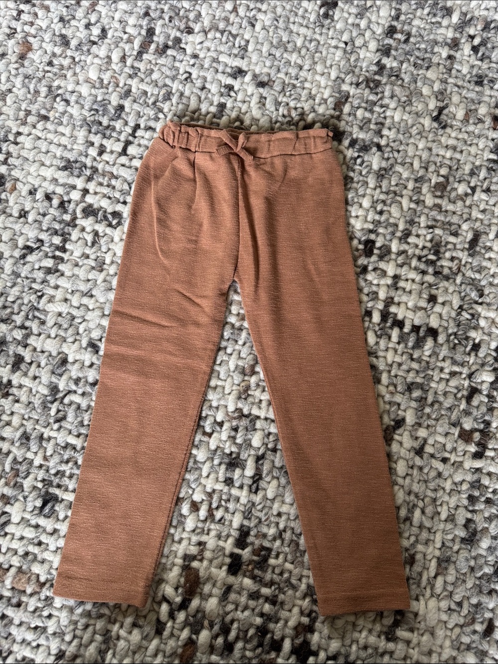 Kids Camel Knit Leggings with Elastic Waist